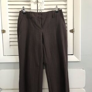 Brown Tailored Pants With Subtle Stripes